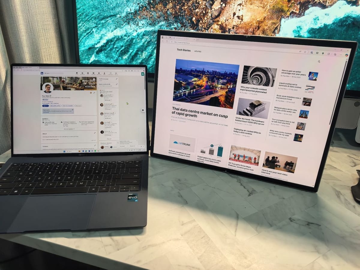 I won't be bringing this glorious 17.3-inch, foldable monitor out
